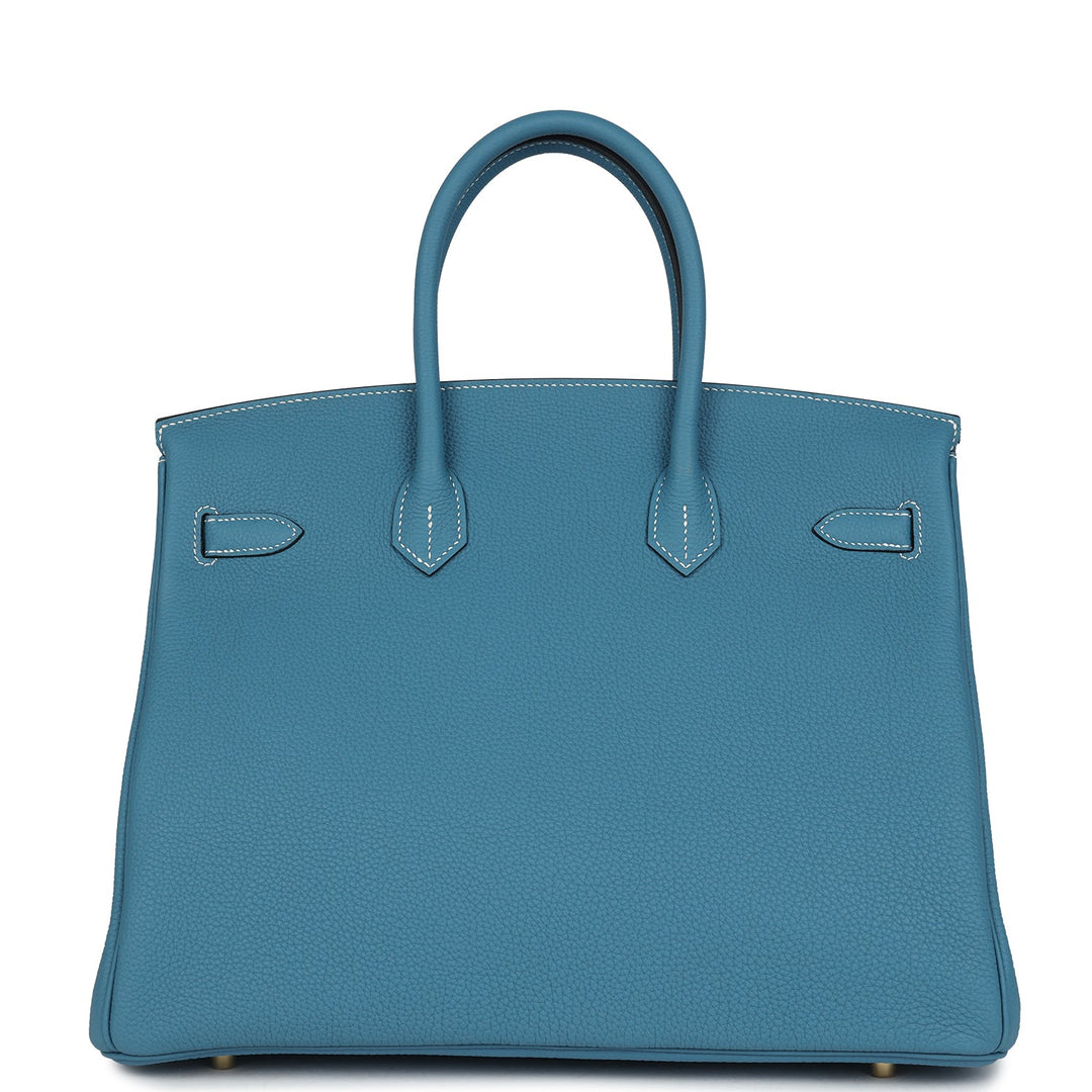 Hermes Birkin 35 Blue Jean Togo Gold Hardware