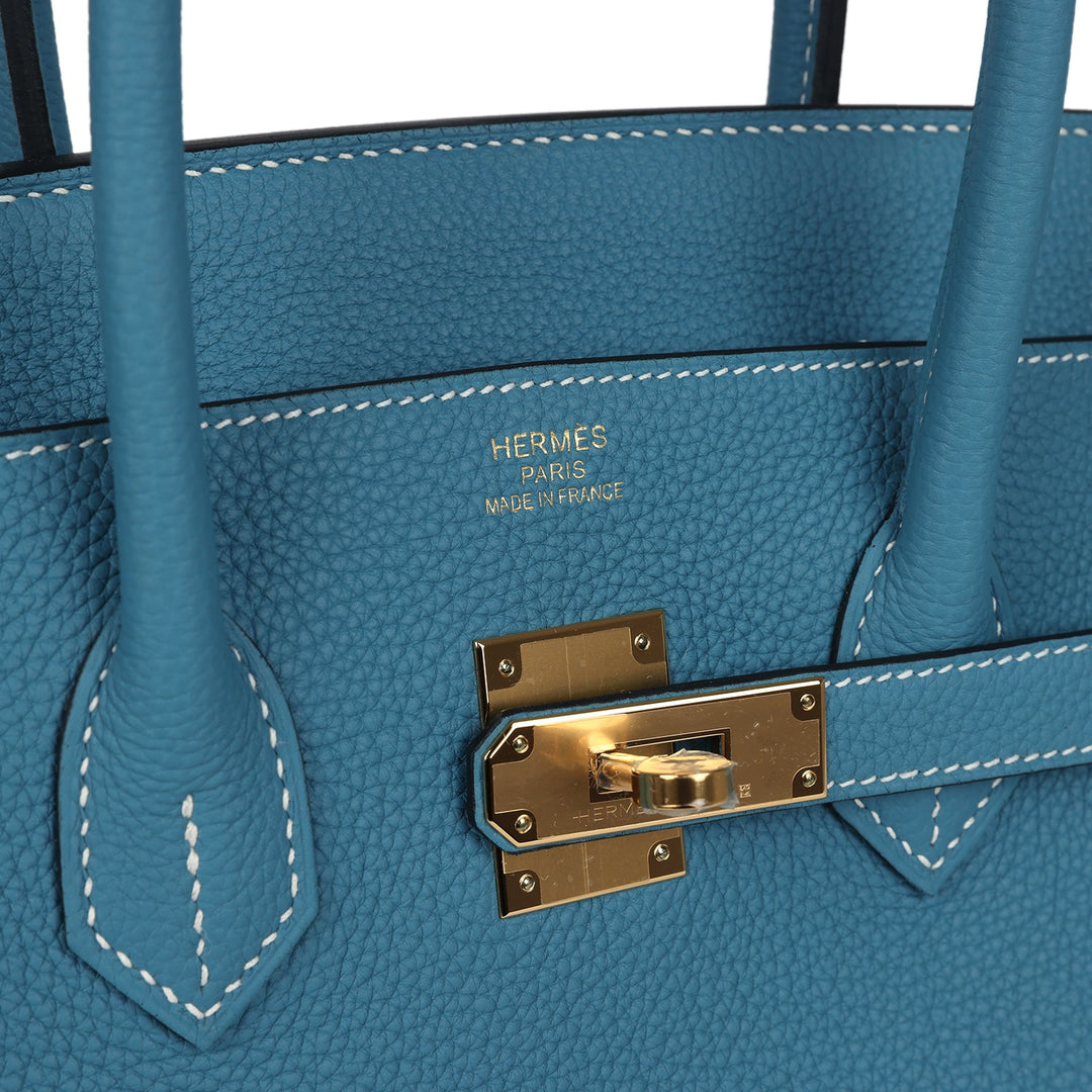 Hermes Birkin 35 Blue Jean Togo Gold Hardware