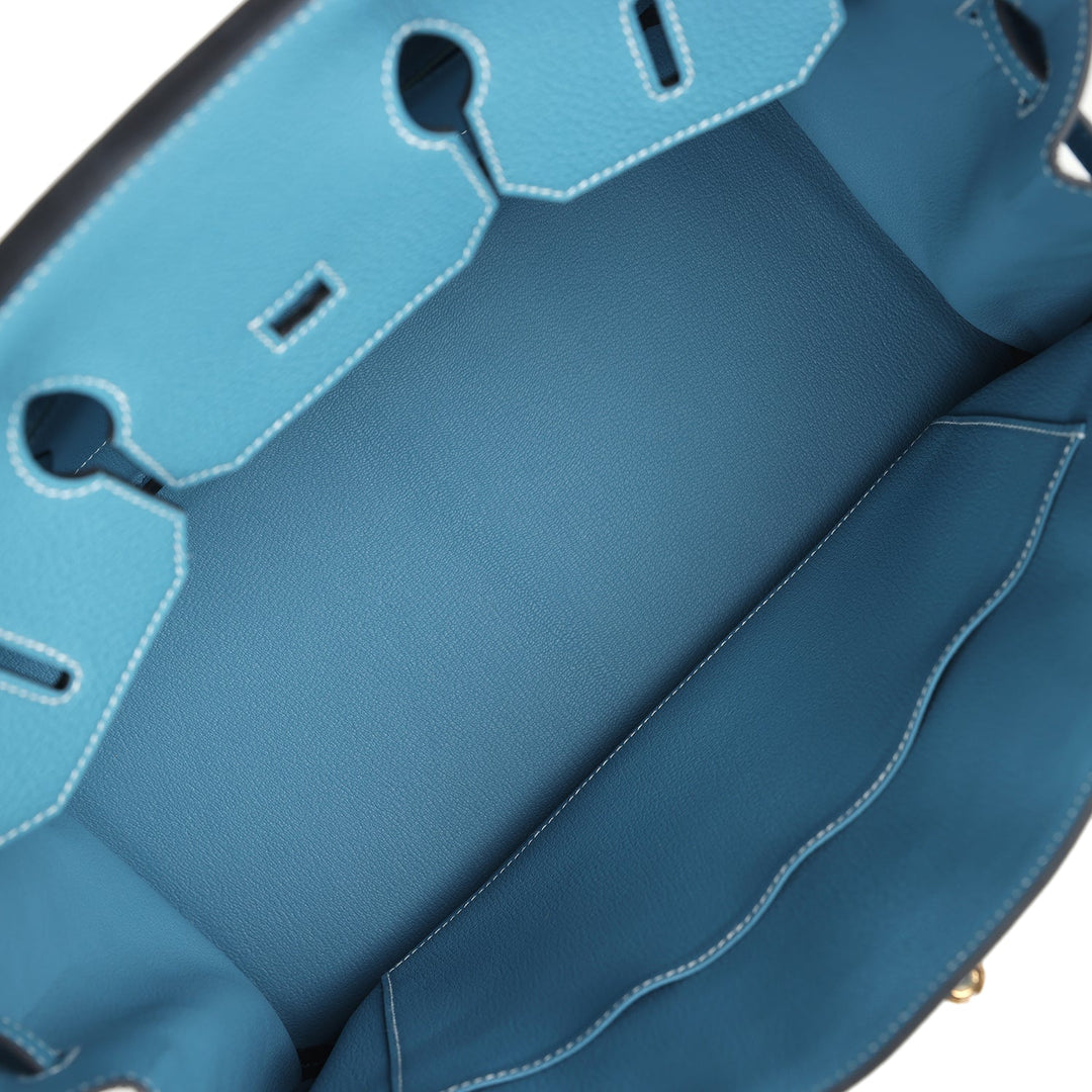 Hermes Birkin 35 Blue Jean Togo Gold Hardware