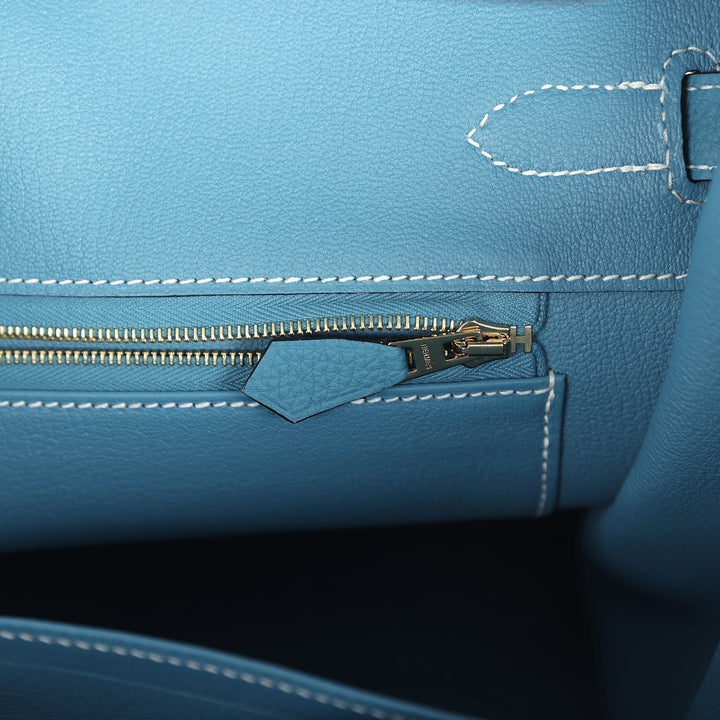 Hermes Birkin 35 Blue Jean Togo Gold Hardware