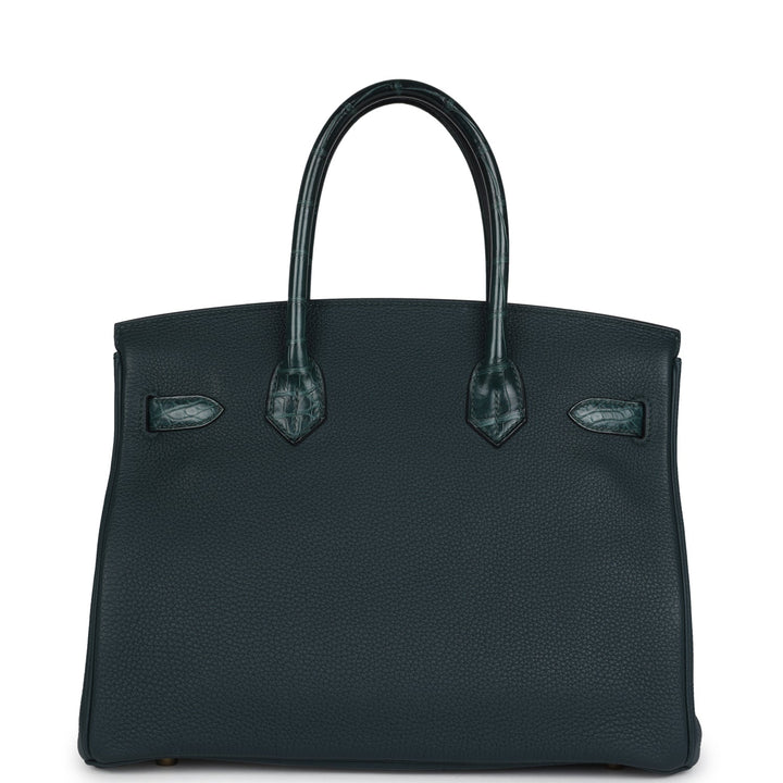 Hermes Birkin 30 Vert Cypress Togo and Matte Alligator Touch Gold Hardware