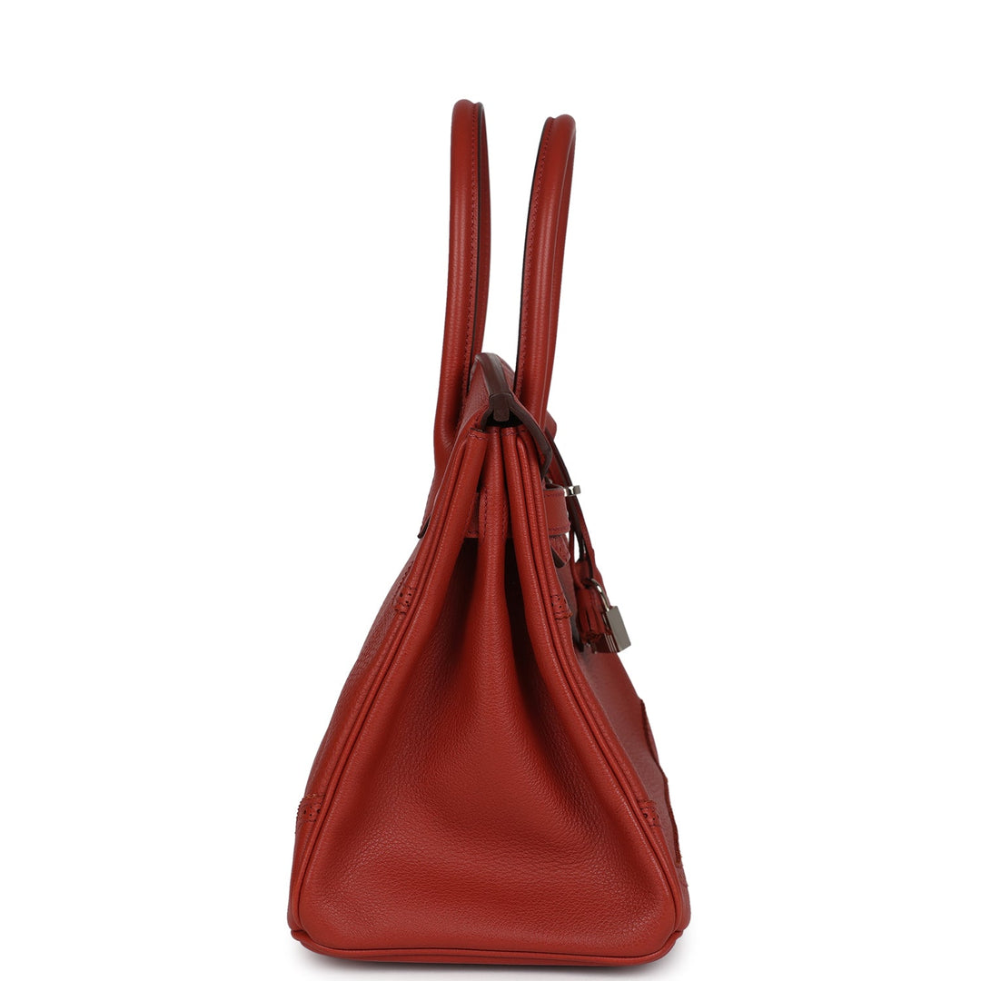 Hermes Birkin 30 Ghillies Brique Clemence and Evercolor Palladium Hardware