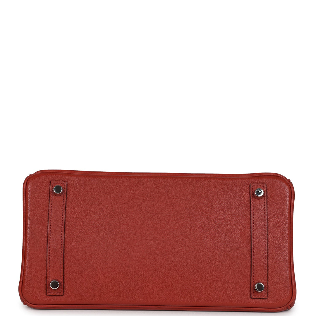 Hermes Birkin 30 Ghillies Brique Clemence and Evercolor Palladium Hardware
