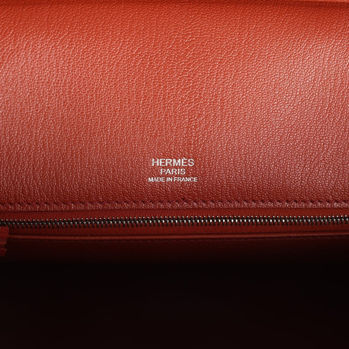 Hermes Birkin 30 Ghillies Brique Clemence and Evercolor Palladium Hardware