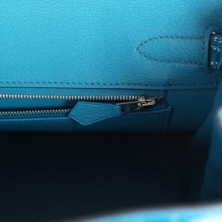 Hermes Birkin 30 Bleu Izmir Shiny Niloticus Crocodile Palladium Hardware