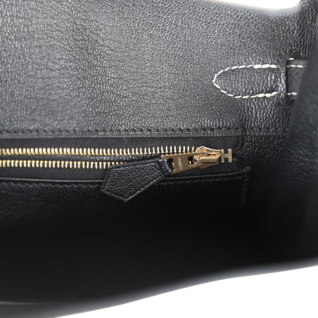 Hermes Special Order (HSS) Birkin 25 Craie and Black Togo Brushed Gold Hardware