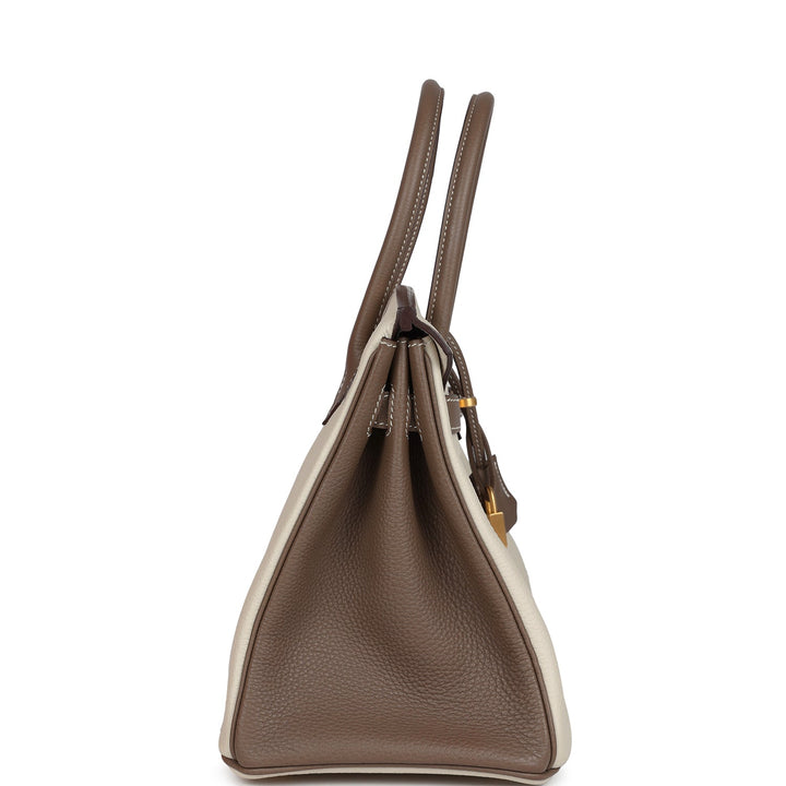 Hermes Special Order (HSS) Birkin 30 Etoupe and Craie Togo Brushed Gold Hardware
