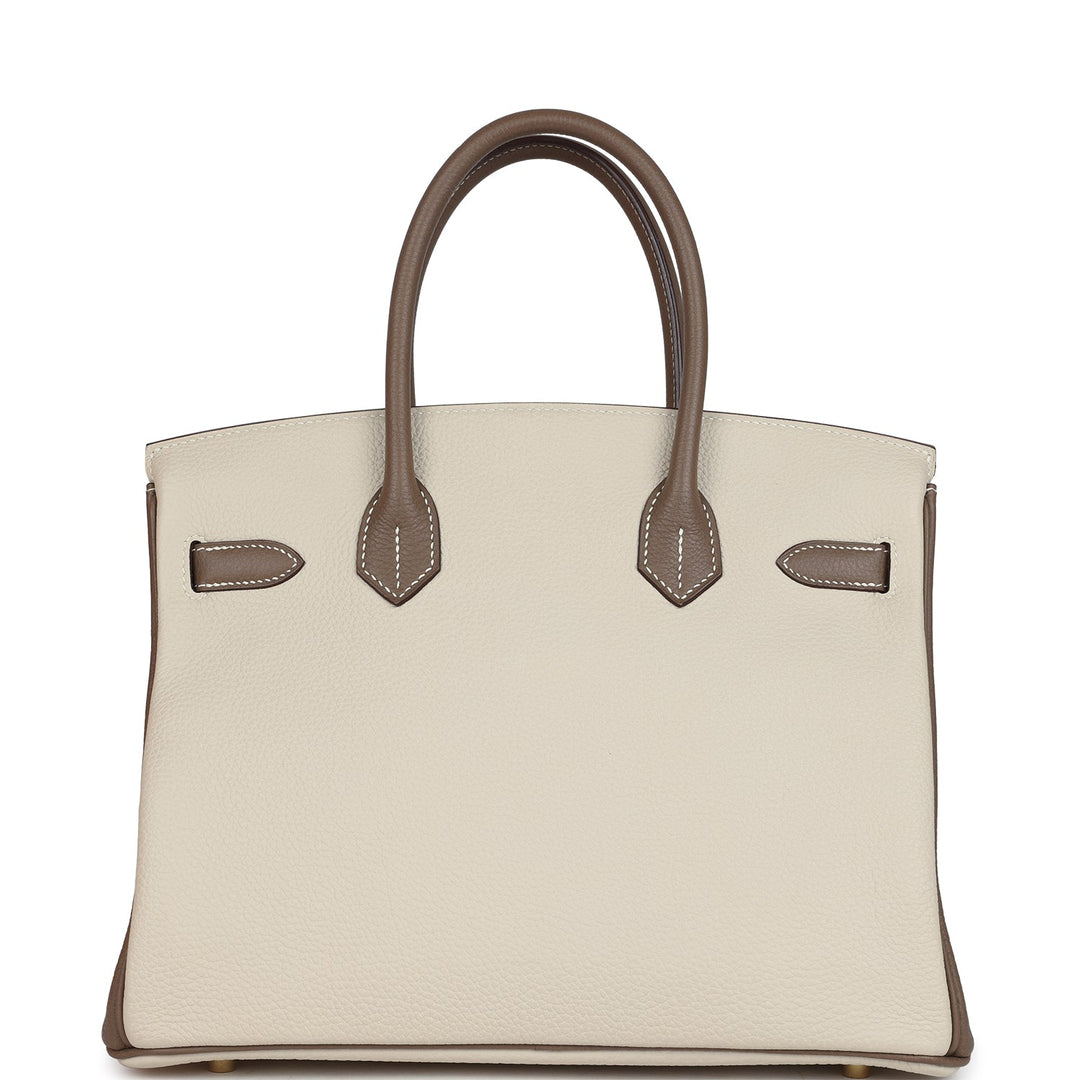Hermes Special Order (HSS) Birkin 30 Etoupe and Craie Togo Brushed Gold Hardware