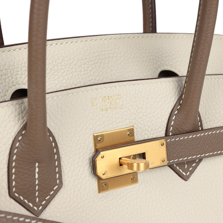 Hermes Special Order (HSS) Birkin 30 Etoupe and Craie Togo Brushed Gold Hardware