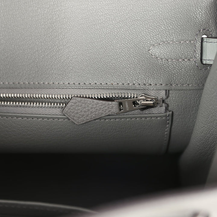 Hermes Birkin 25 Gris Meyer Togo and Gris Ciment Matte Alligator Touch Palladium Hardware