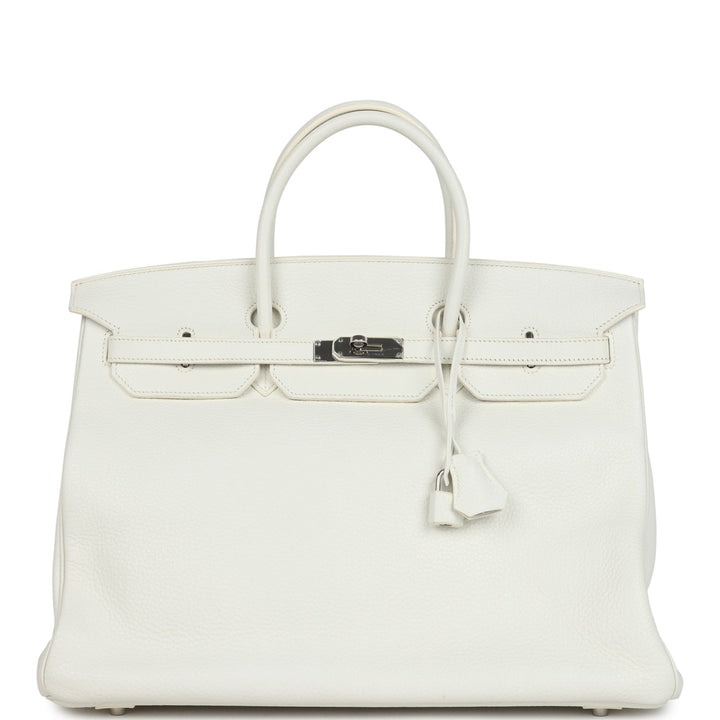 Hermes Birkin 40 White Clemence Palladium Hardware