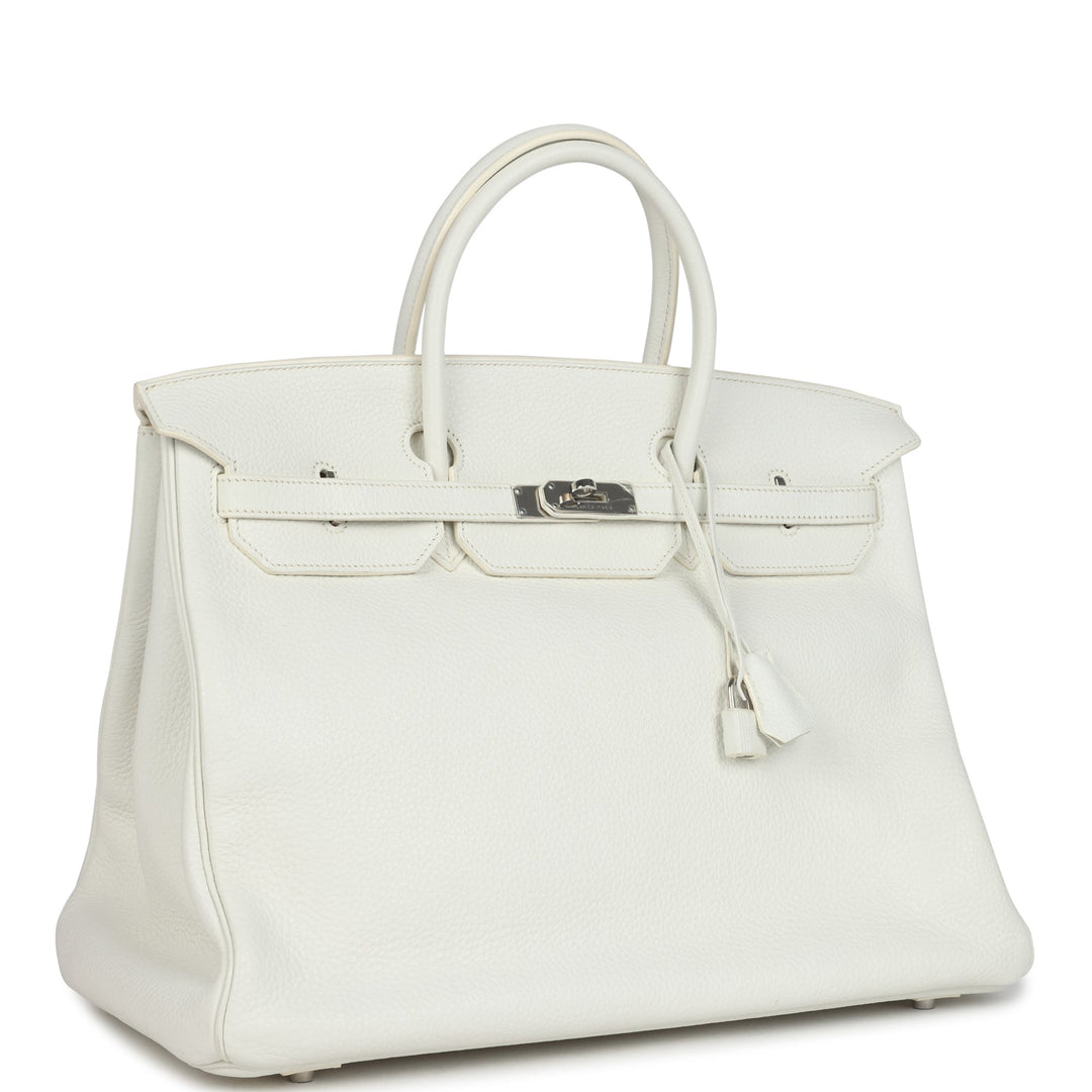 Hermes Birkin 40 White Clemence Palladium Hardware