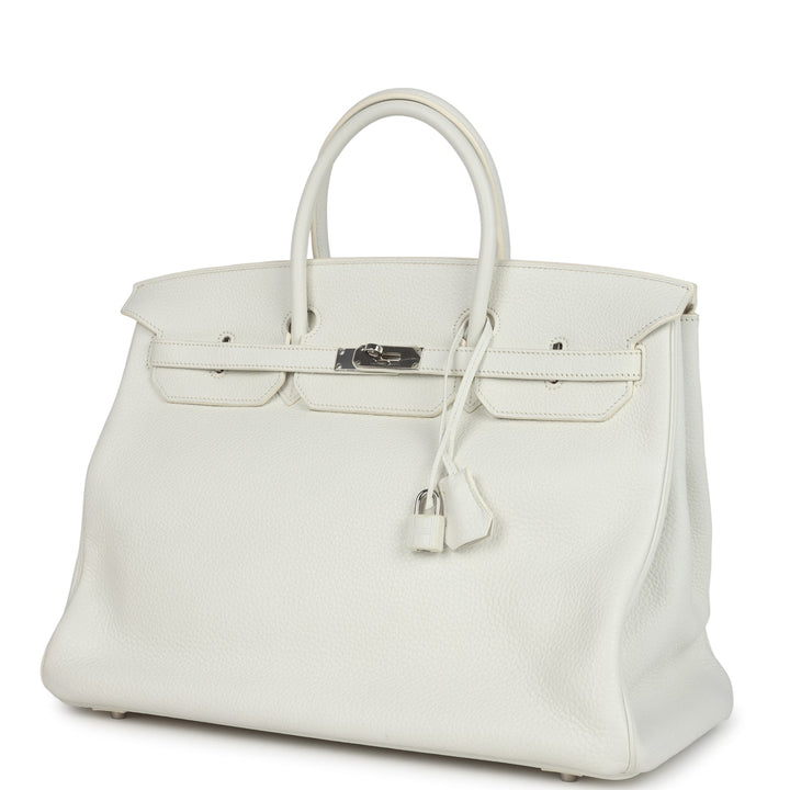 Hermes Birkin 40 White Clemence Palladium Hardware