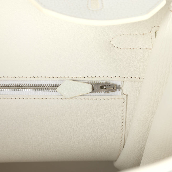 Hermes Birkin 40 White Clemence Palladium Hardware