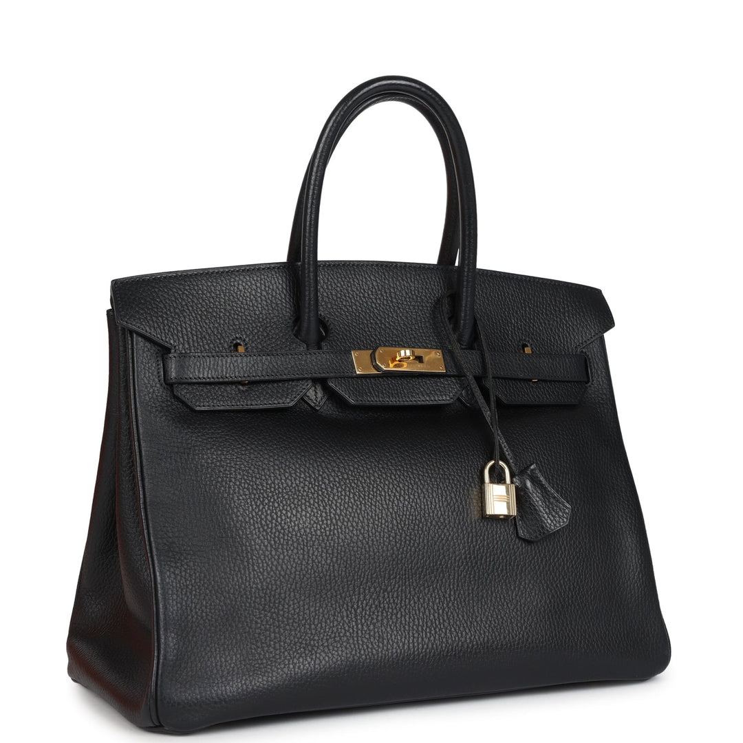 Hermes Birkin 35 Black Ardennes Gold Hardware