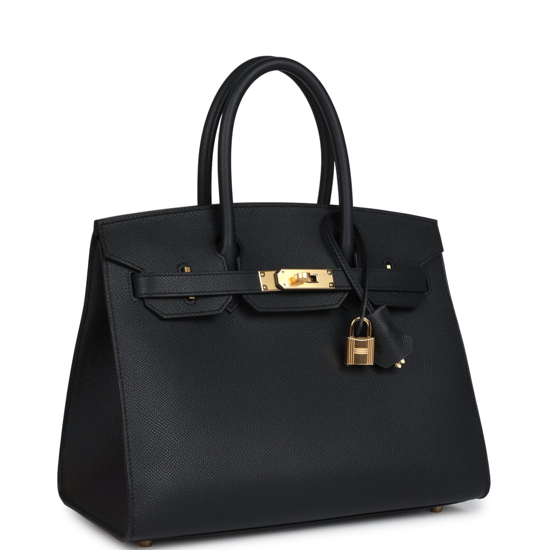 Hermes Birkin Sellier 30 Black Epsom Gold Hardware