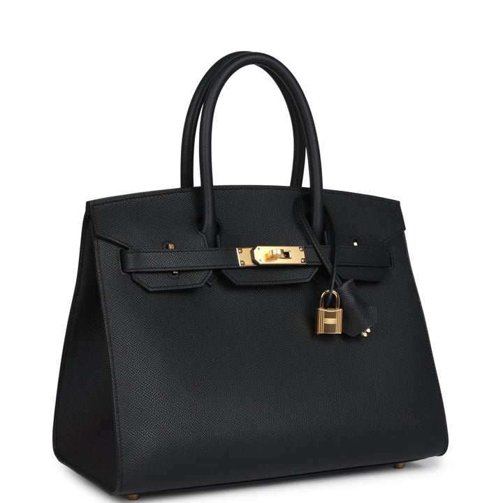 Hermes Birkin Sellier 30 Black Epsom Gold Hardware