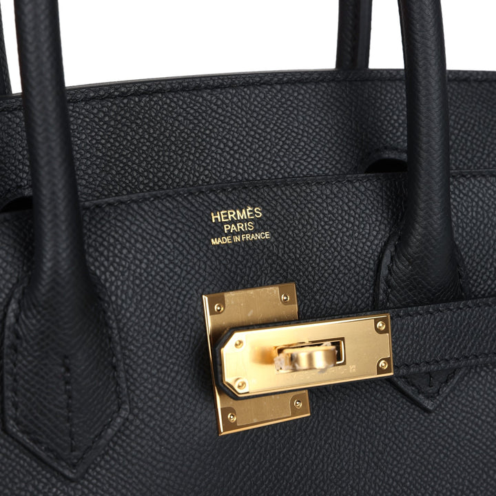 Hermes Birkin Sellier 30 Black Epsom Gold Hardware