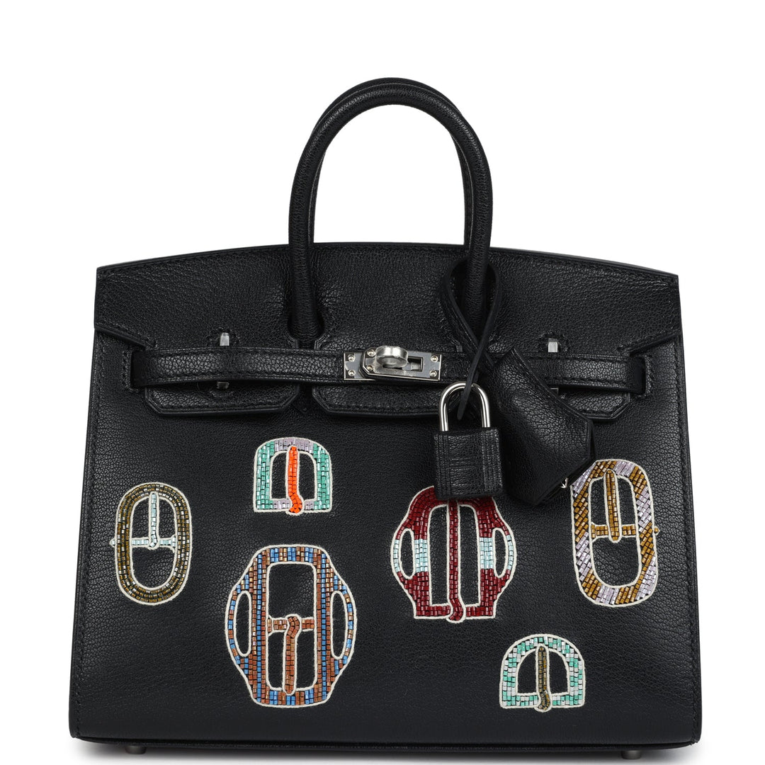 Hermes Birkin Sellier 20 “Bouclerie Moderne Casaque” Black Chevre Chamkila Palladium Hardware