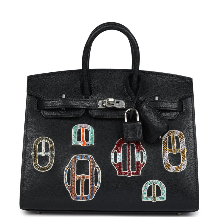 Hermes Birkin Sellier 20 “Bouclerie Moderne Casaque” Black Chevre Chamkila Palladium Hardware