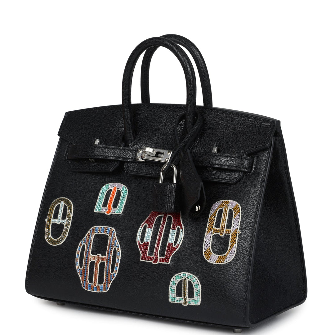 Hermes Birkin Sellier 20 “Bouclerie Moderne Casaque” Black Chevre Chamkila Palladium Hardware
