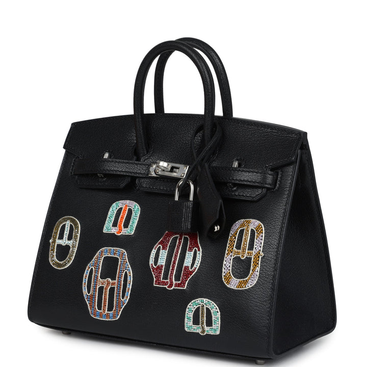 Hermes Birkin Sellier 20 “Bouclerie Moderne Casaque” Black Chevre Chamkila Palladium Hardware