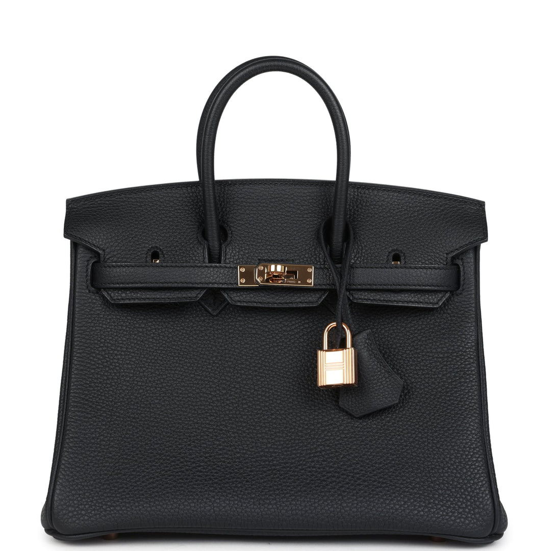 Hermes Birkin 25 Black Togo Rose Gold Hardware