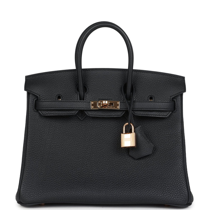 Hermes Birkin 25 Black Togo Rose Gold Hardware