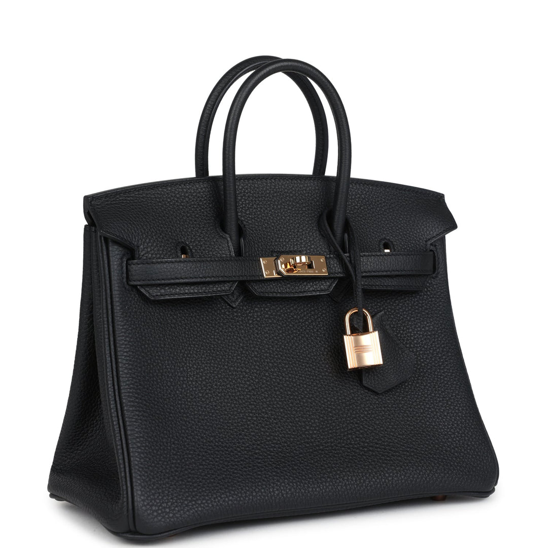 Hermes Birkin 25 Black Togo Rose Gold Hardware
