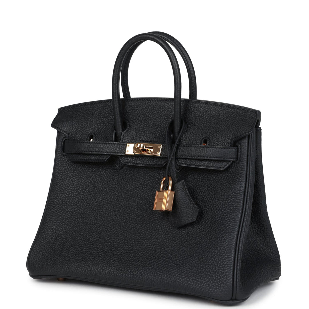 Hermes Birkin 25 Black Togo Rose Gold Hardware