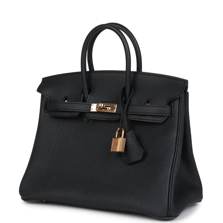 Hermes Birkin 25 Black Togo Rose Gold Hardware