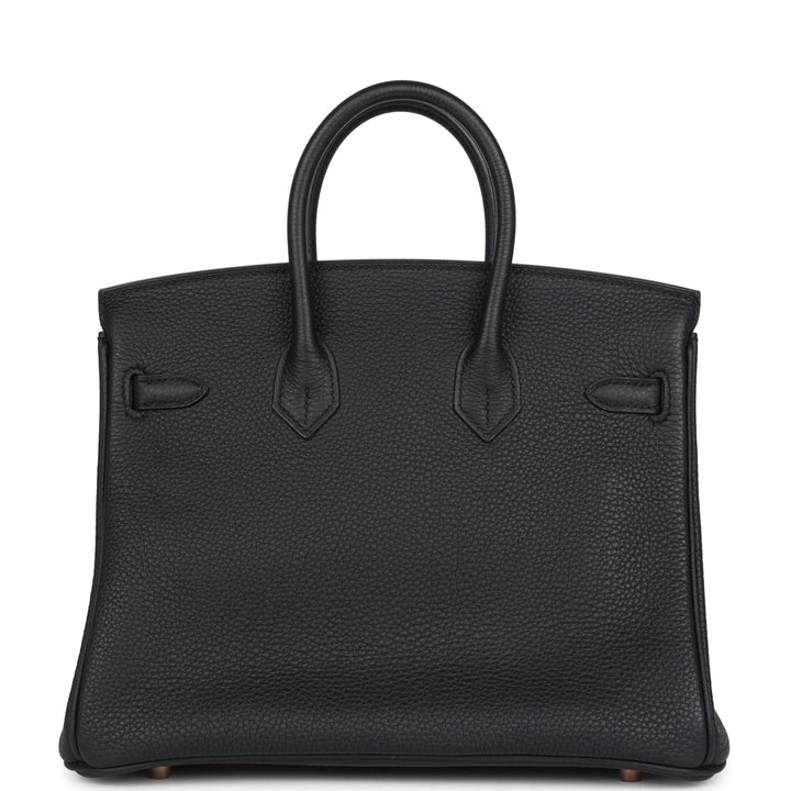 Hermes Birkin 25 Black Togo Rose Gold Hardware