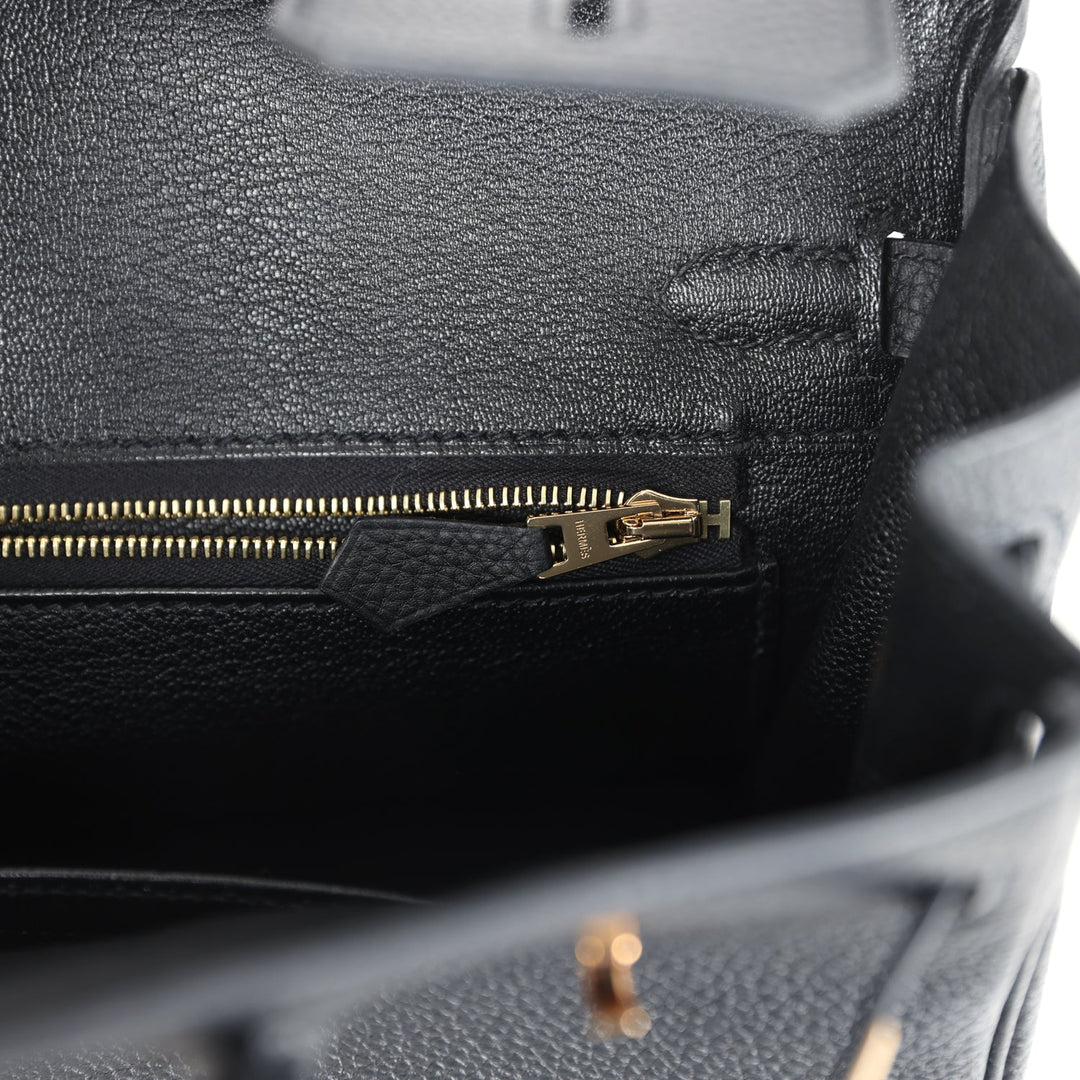Hermes Birkin 25 Black Togo Rose Gold Hardware