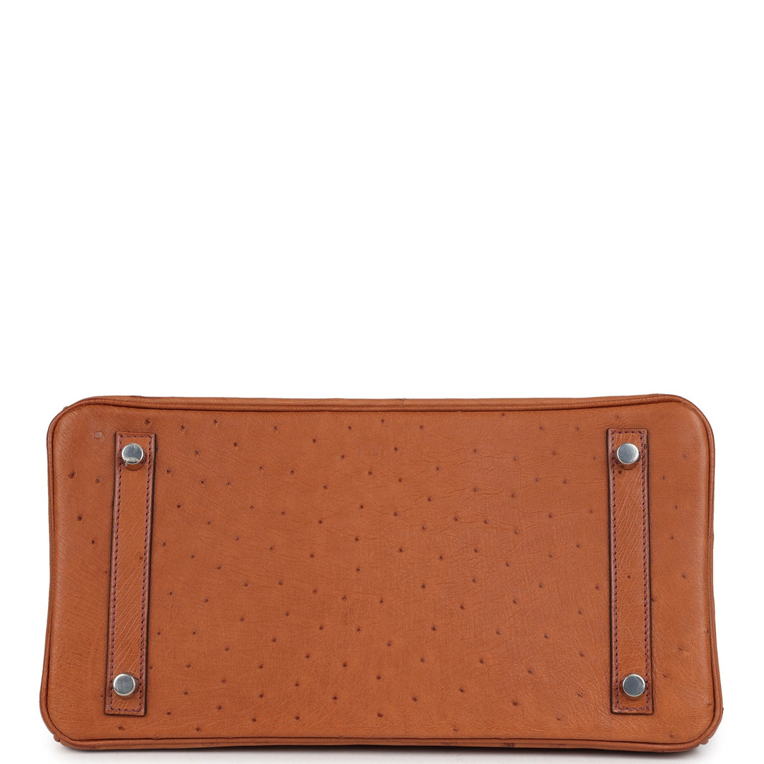 Hermes Birkin 30 Miel Shiny Alligator and Cognac Ostrich Touch Palladium Hardware