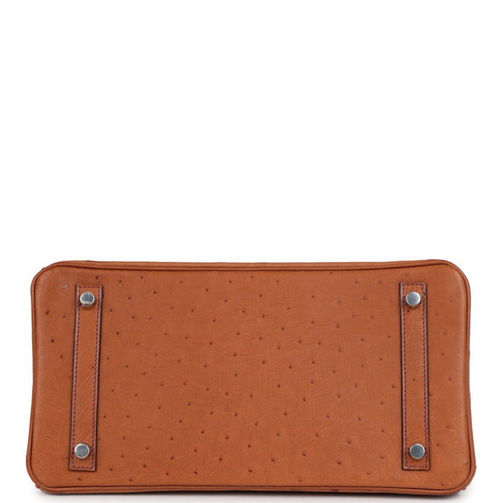 Hermes Birkin 30 Miel Shiny Alligator and Cognac Ostrich Touch Palladium Hardware