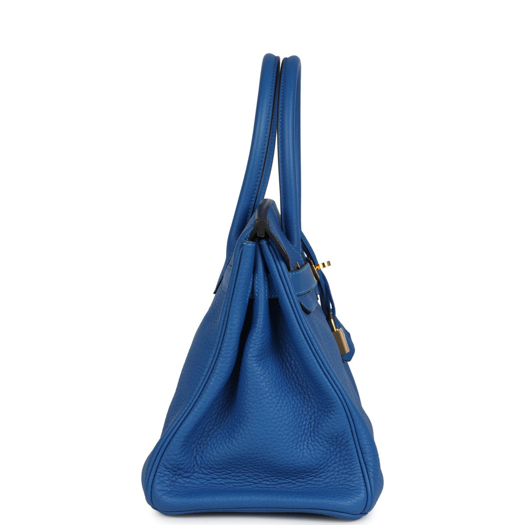 Hermes Birkin 30 Bleu Hydra Clemence Gold Hardware