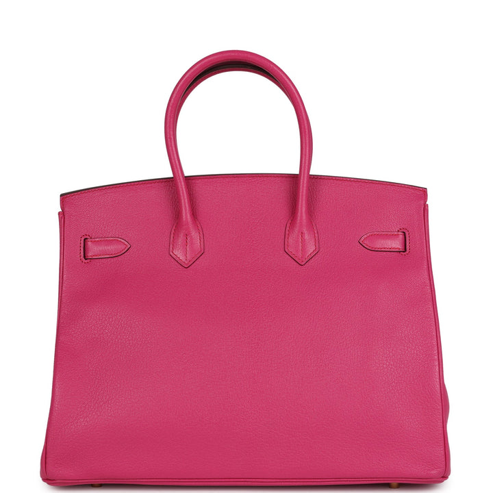 Hermes Birkin 35 Rose Shocking Chevre Mysore Gold Hardware