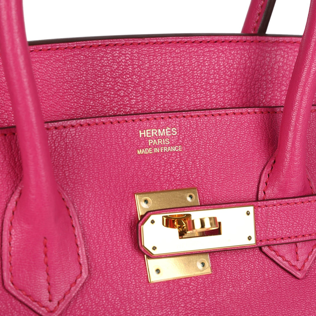 Hermes Birkin 35 Rose Shocking Chevre Mysore Gold Hardware