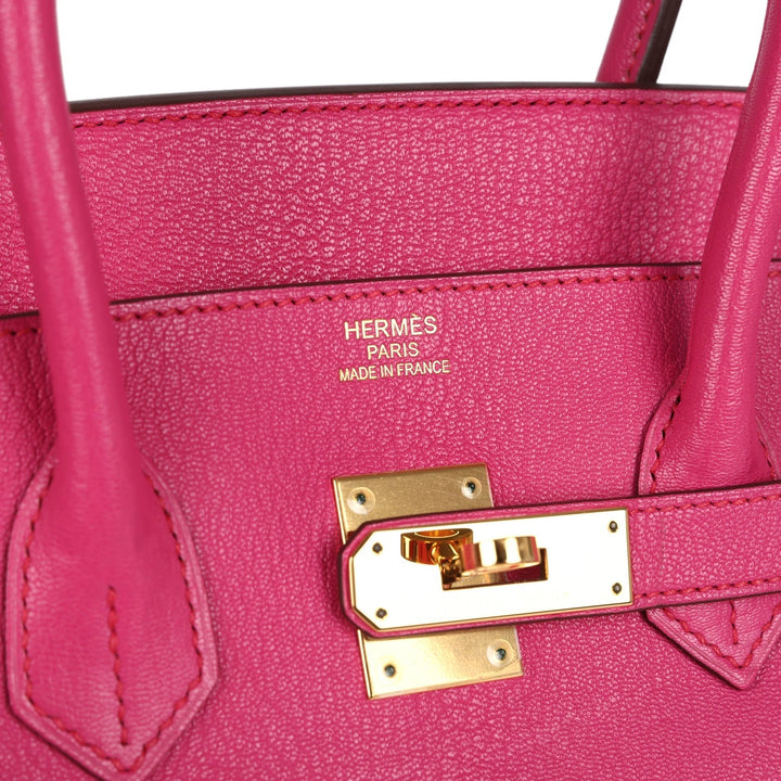 Hermes Birkin 35 Rose Shocking Chevre Mysore Gold Hardware