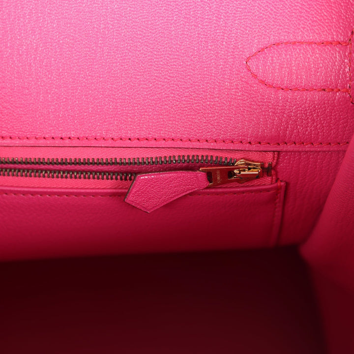Hermes Birkin 35 Rose Shocking Chevre Mysore Gold Hardware