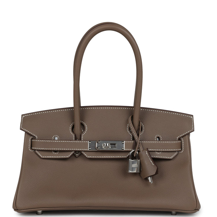Hermes Shoulder Birkin Light 29 Etoupe Evercolor Palladium Hardware