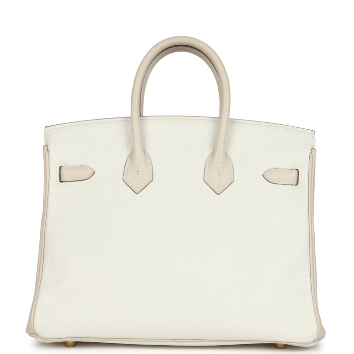 Hermes Special Order (HSS) Birkin 25 White and Trench Togo Brushed Gold Hardware