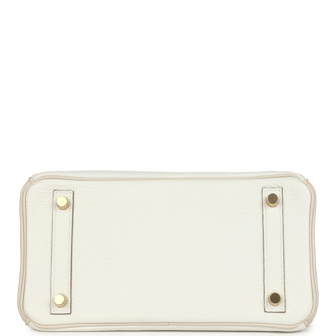 Hermes Special Order (HSS) Birkin 25 White and Trench Togo Brushed Gold Hardware
