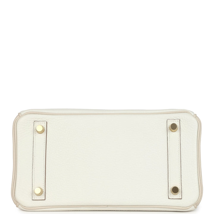 Hermes Special Order (HSS) Birkin 25 White and Trench Togo Brushed Gold Hardware
