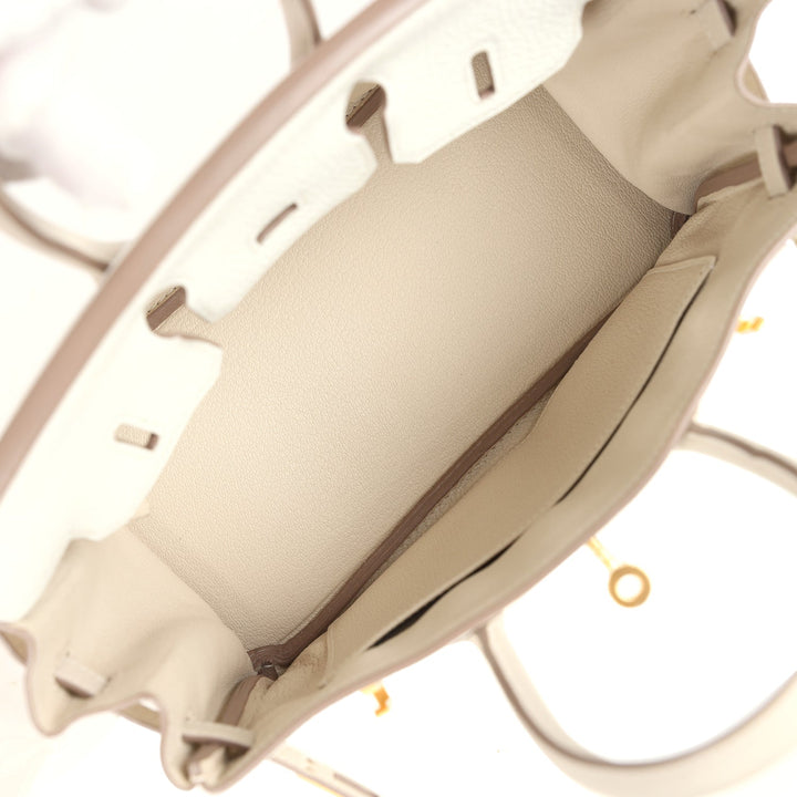Hermes Special Order (HSS) Birkin 25 White and Trench Togo Brushed Gold Hardware