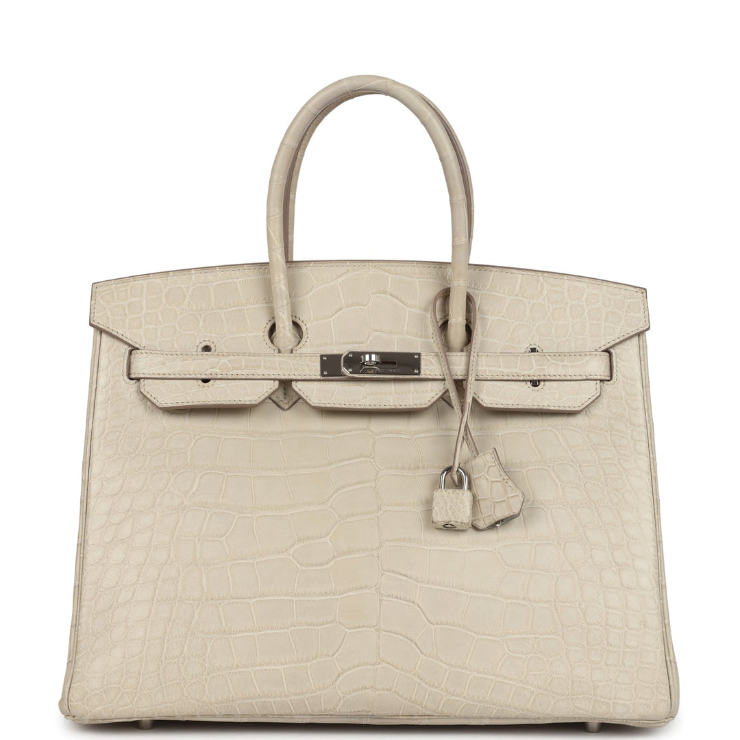 Hermes Birkin 35 Beton Matte Alligator Palladium Hardware