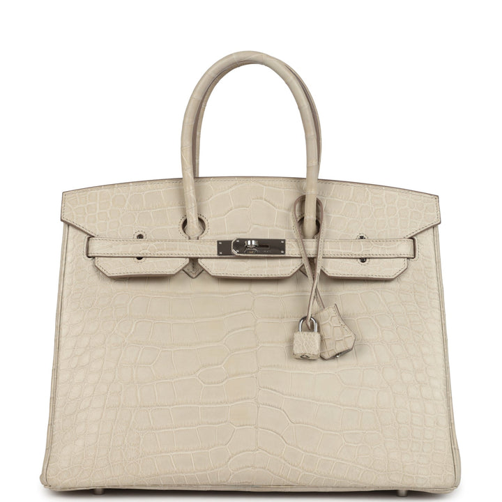 Hermes Birkin 35 Beton Matte Alligator Palladium Hardware