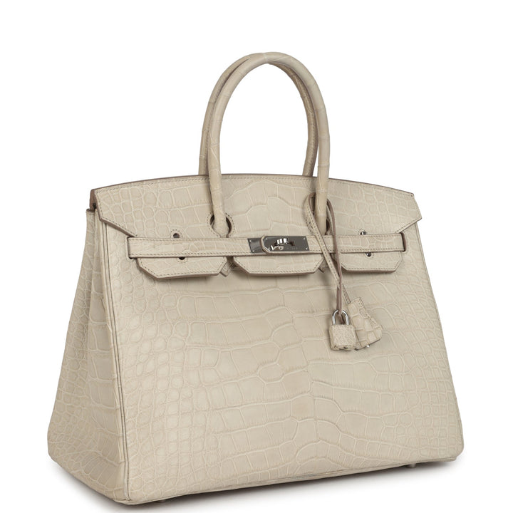 Hermes Birkin 35 Beton Matte Alligator Palladium Hardware