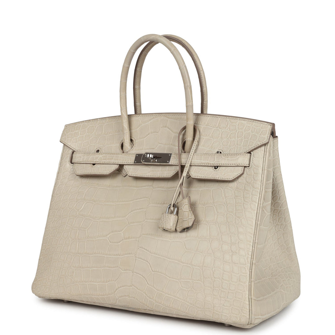 Hermes Birkin 35 Beton Matte Alligator Palladium Hardware