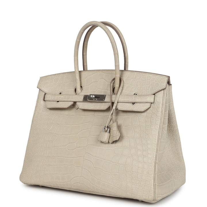 Hermes Birkin 35 Beton Matte Alligator Palladium Hardware